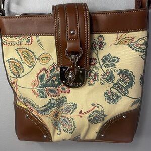 Chaps Vintage 90s Crossbody Floral Printed Canvas Purse
